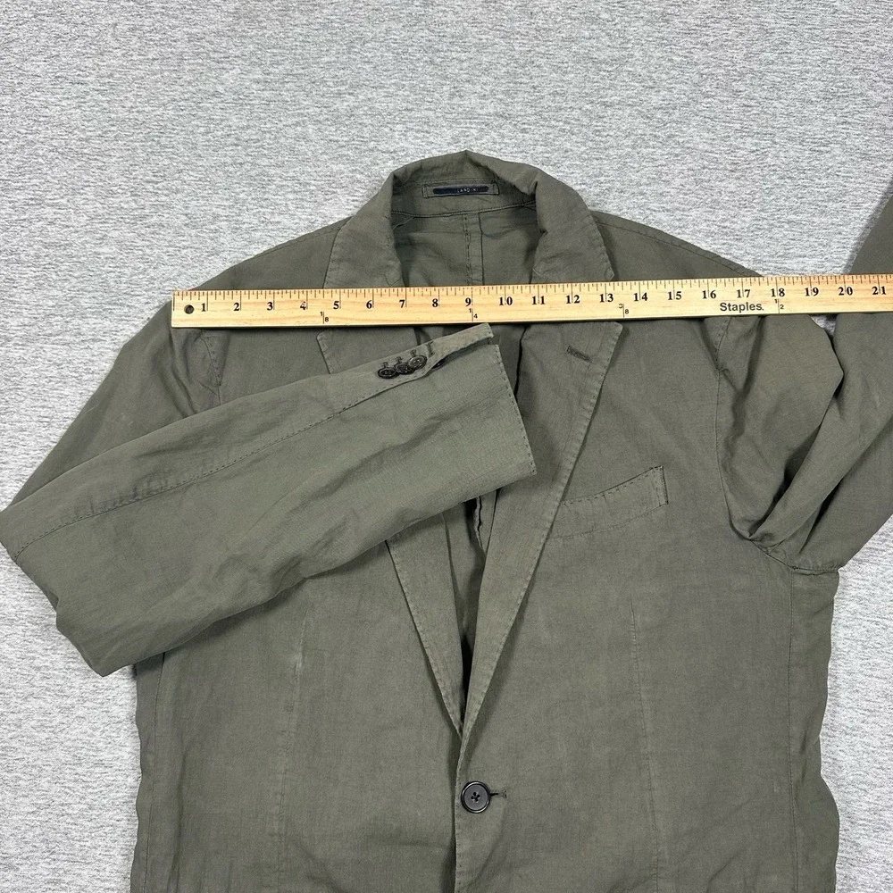 Lardini Blazer Mens 42 Green Gray Unstructured Lightweight Cotton Linen Travel
